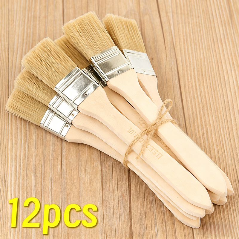 Furniture Hardware Supplies - 1-24 個のプロフェッショナルペイントブラシセット、木製ハンドル付き、壁家具、家庭用塗装、ステイン、ワニス、ジェッソ、クリーニングツール用