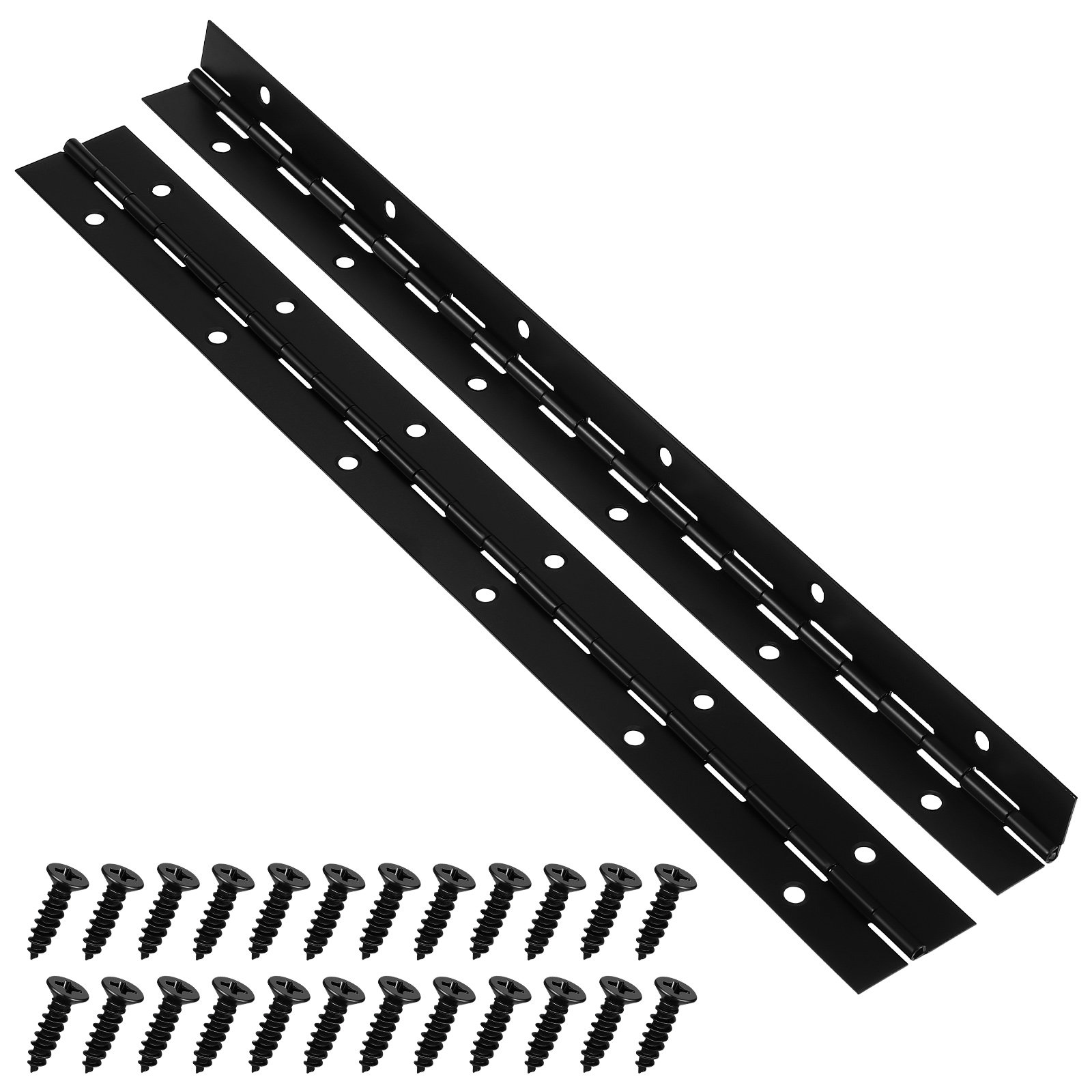 Piano Hinge Continuous - 2個入り黒色鉄製ピアノヒンジ、頑丈で耐摩耗性のある連続金属ヒンジ、木箱、キャビネットの扉、工芸家具、木材用