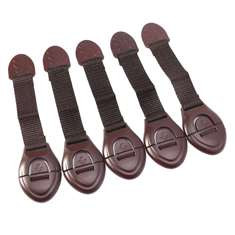 Furniture Hardware Supplies - 5 ピース/ロットブラウンキャビネット安全ロックベビー家具ドア引き出しロック冷蔵庫安全ロックチャイルドプルーフ幼児プロテクター