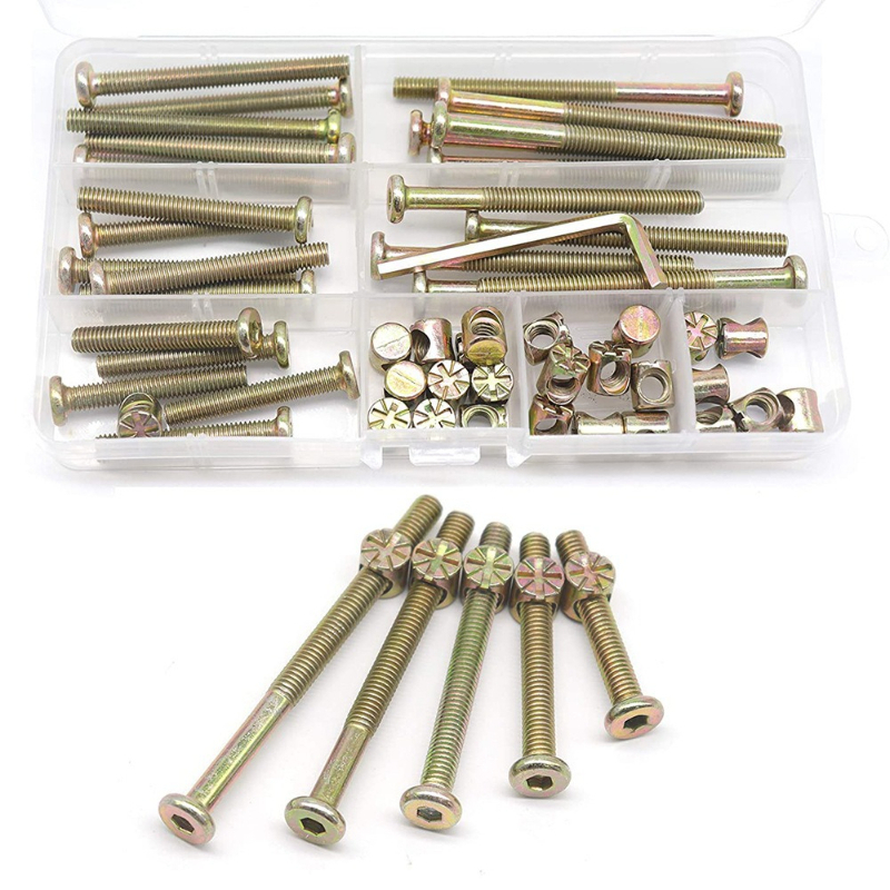 Furniture Hardware Barrel Nut - 50 個 M6x40/50/60/70/80 ミリメートルベビーベッドネジハードウェア交換キットベビーベッドフレームボルトバレルナットセットベビーベッド椅子用