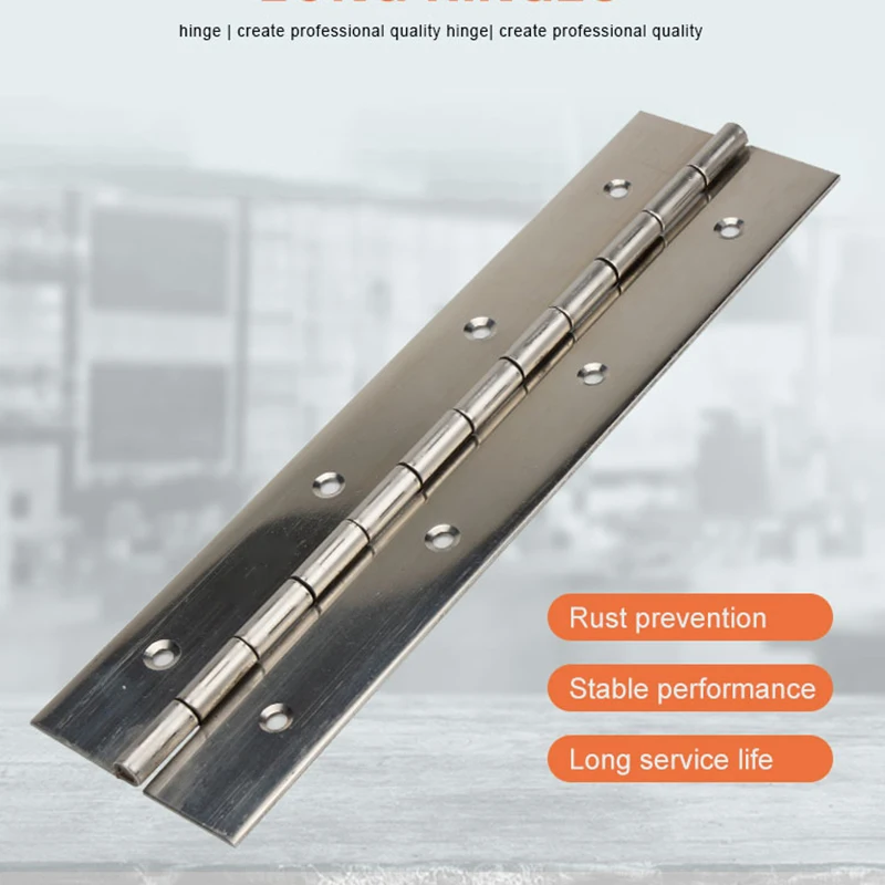 Piano Hinge Continuous - 8インチ、10インチ、12インチ、16インチ、20インチ、24インチのピアノヒンジ、ヘビーデューティー、ステンレス鋼304、連続ヒンジ、270度、長尺、キャビネット、食器棚、家具用