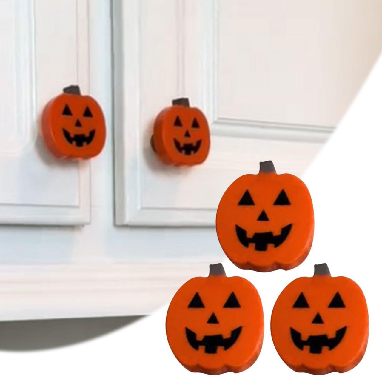 Furniture Hardware Pulls - ハロウィンパンプキンノブカバー、ユニバーサルキャビネットと引き出しハンドル、クリエイティブなパンプキンドロワーハンドル