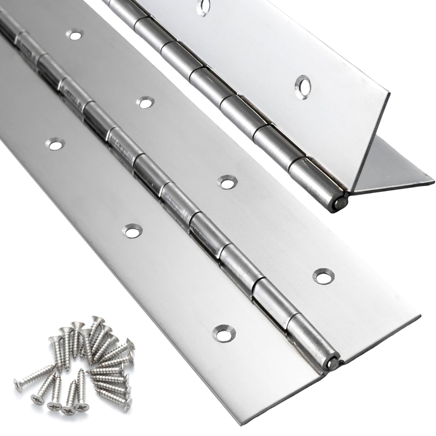 Piano Hinge Continuous - 6インチ～20インチ ピアノヒンジ 高耐久ステンレス鋼304 連続ヒンジ ロングキャビネット食器棚家具用 2個入り