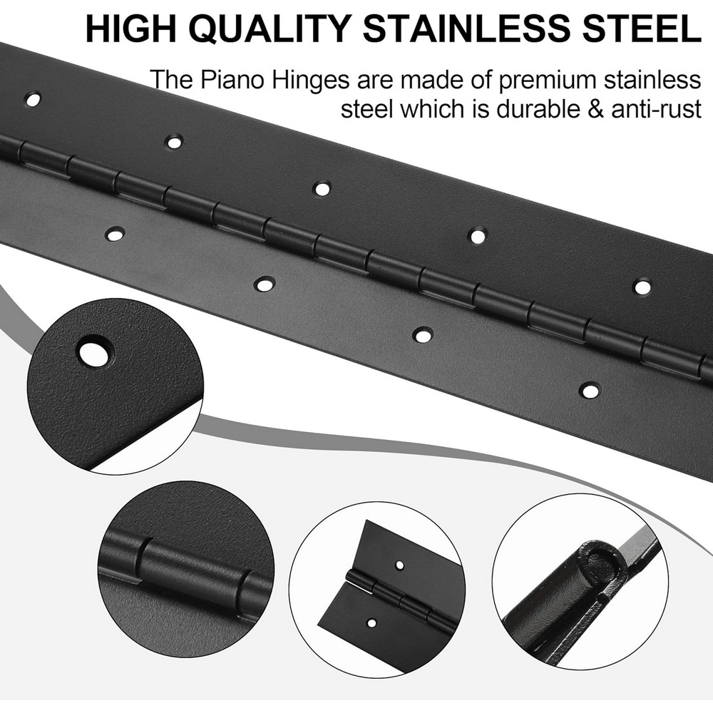 6インチ-20インチ ブラックピアノヒンジ 高耐久ステンレス - Piano Hinge Continuous のレビューと価格