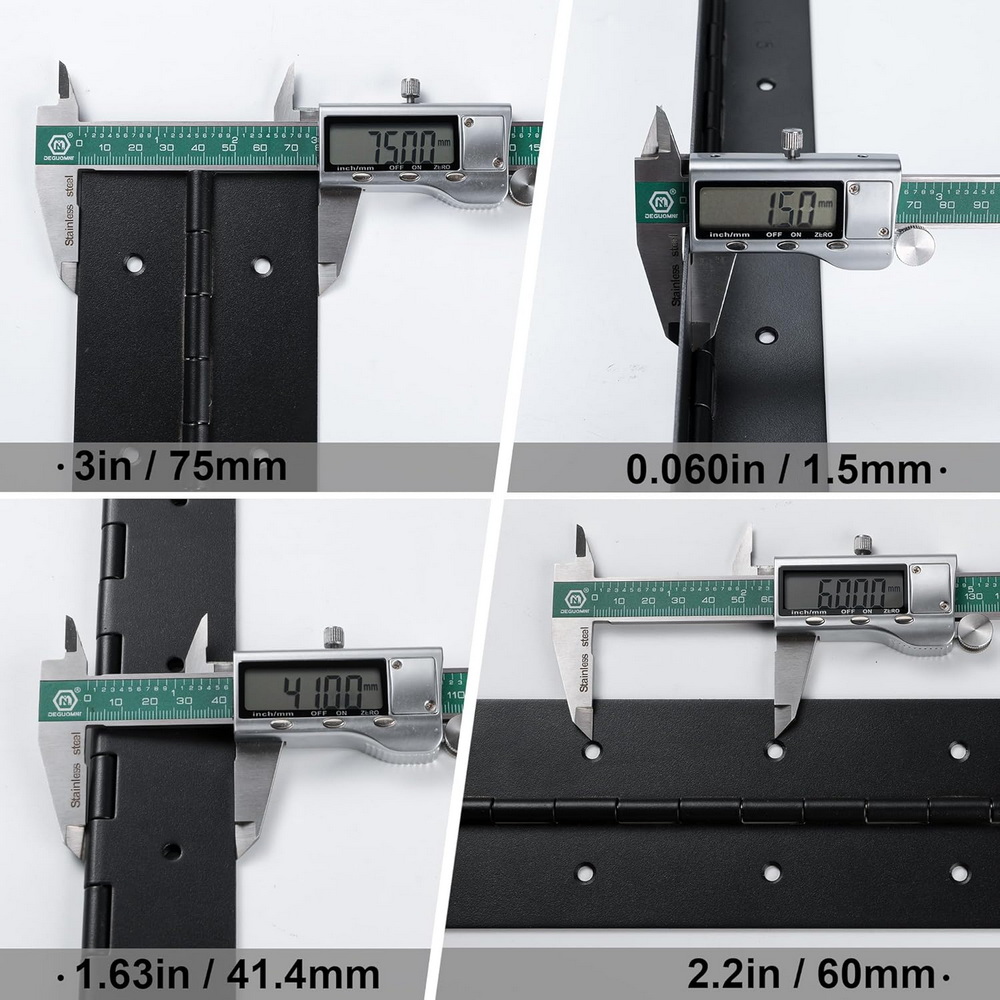 6インチ-20インチ ブラックピアノヒンジ 高耐久ステンレス - Piano Hinge Continuous のレビューと価格