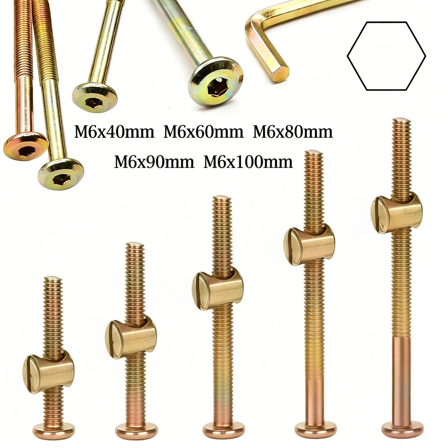 10/20個入り M6 六角穴付きボルト、40-100mm  - Furniture Hardware Barrel Nut のレビューと価格
