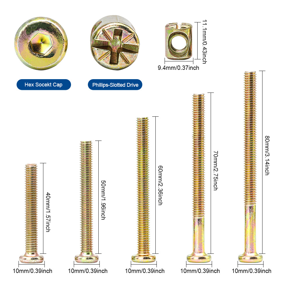 六角穴付き平頭家具ネジ、バレルナットセット、ベビーベッドネジ - Furniture Hardware Barrel Nut のレビューと価格