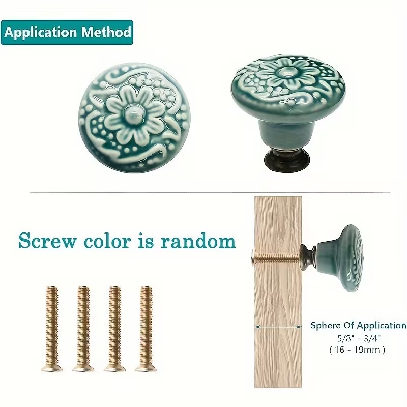12個のセラミック製キャビネットノブ、花柄デザイン、耐久性の - Furniture Hardware Supplies のレビューと価格