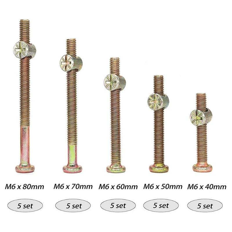 50 個 M6x40/50/60/70/80 ミリメートルベ - Furniture Hardware Barrel Nut のレビューと価格